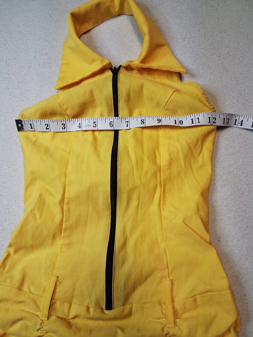 Sabora Y2K Yellow Sleeveless Ruched Halter Dress with Front Zip - Picture 3 of 5